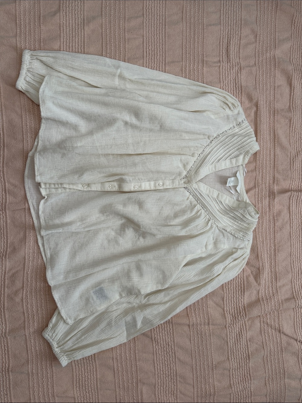 H&M Cream Button-Front Peasant Blouse